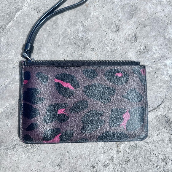Coach Black and Pink Animal Print Wristlet - Picture 2 of 3